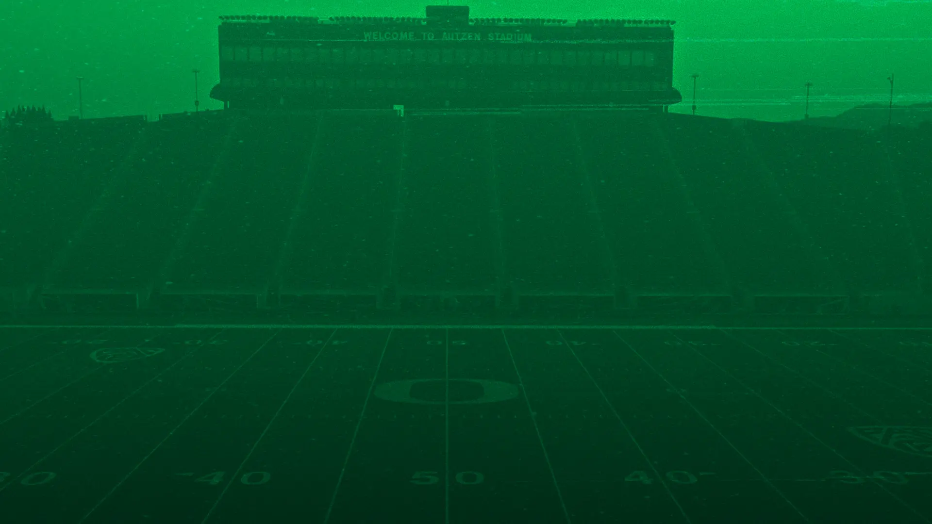 Autzen Stadium field beneath the Ducks Rising homepage